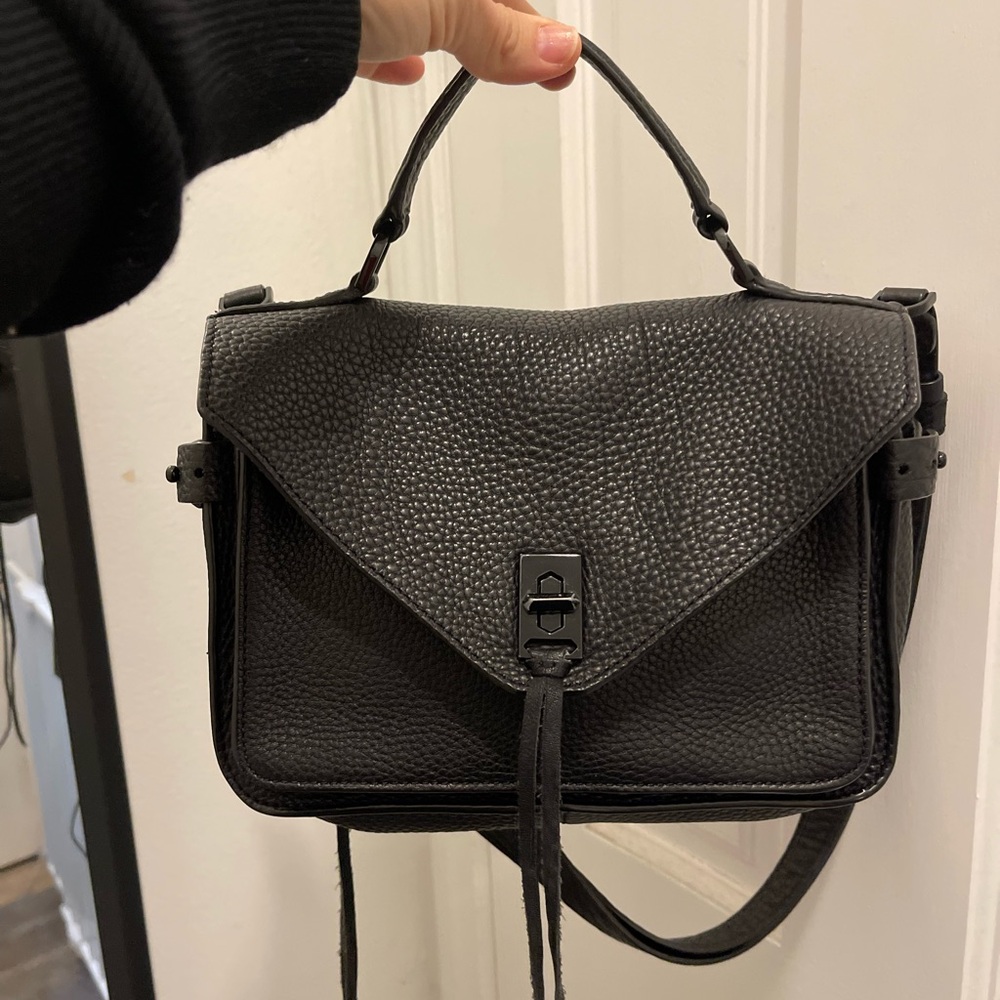 Rebecca minkoff black shoulder top handle leather handbag